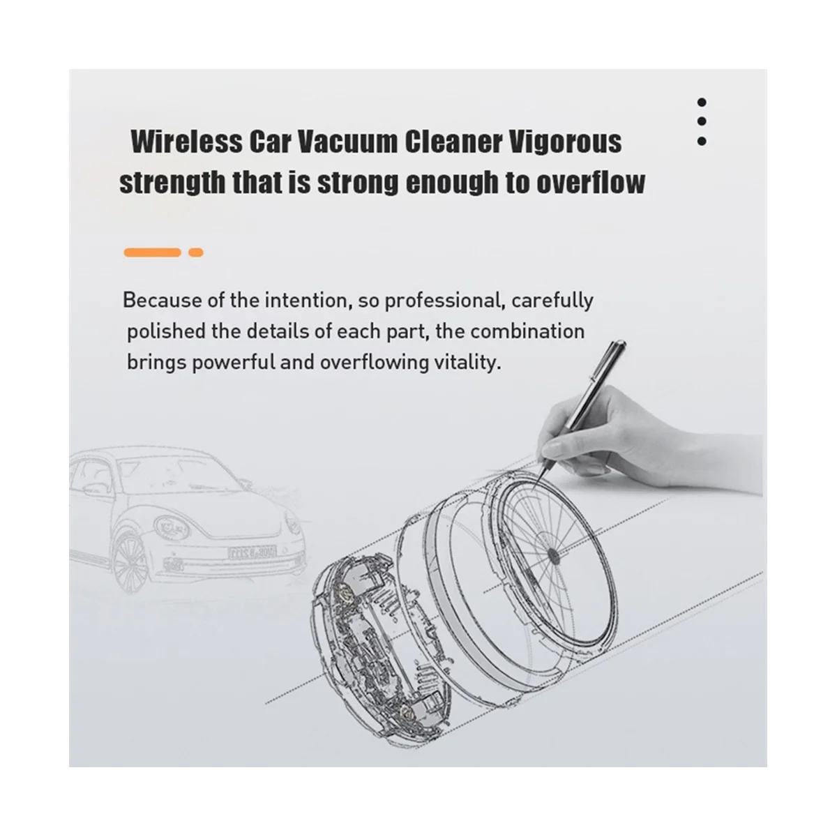 80000Pa Car Vacuum Cleaner Wireless Charging Compressed Air Handheld High-Power with HEPA Filter Office Car -A