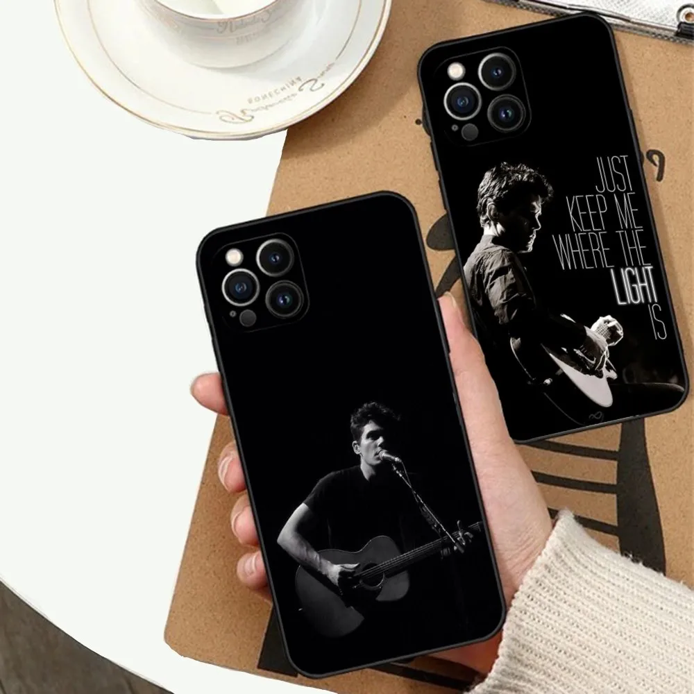 J-John Mayer Phone Case For Apple iPhone 15,14,13,12,11,XS,XR,X,8,7,Pro,Max,Plus,mini Silicone Black Cover