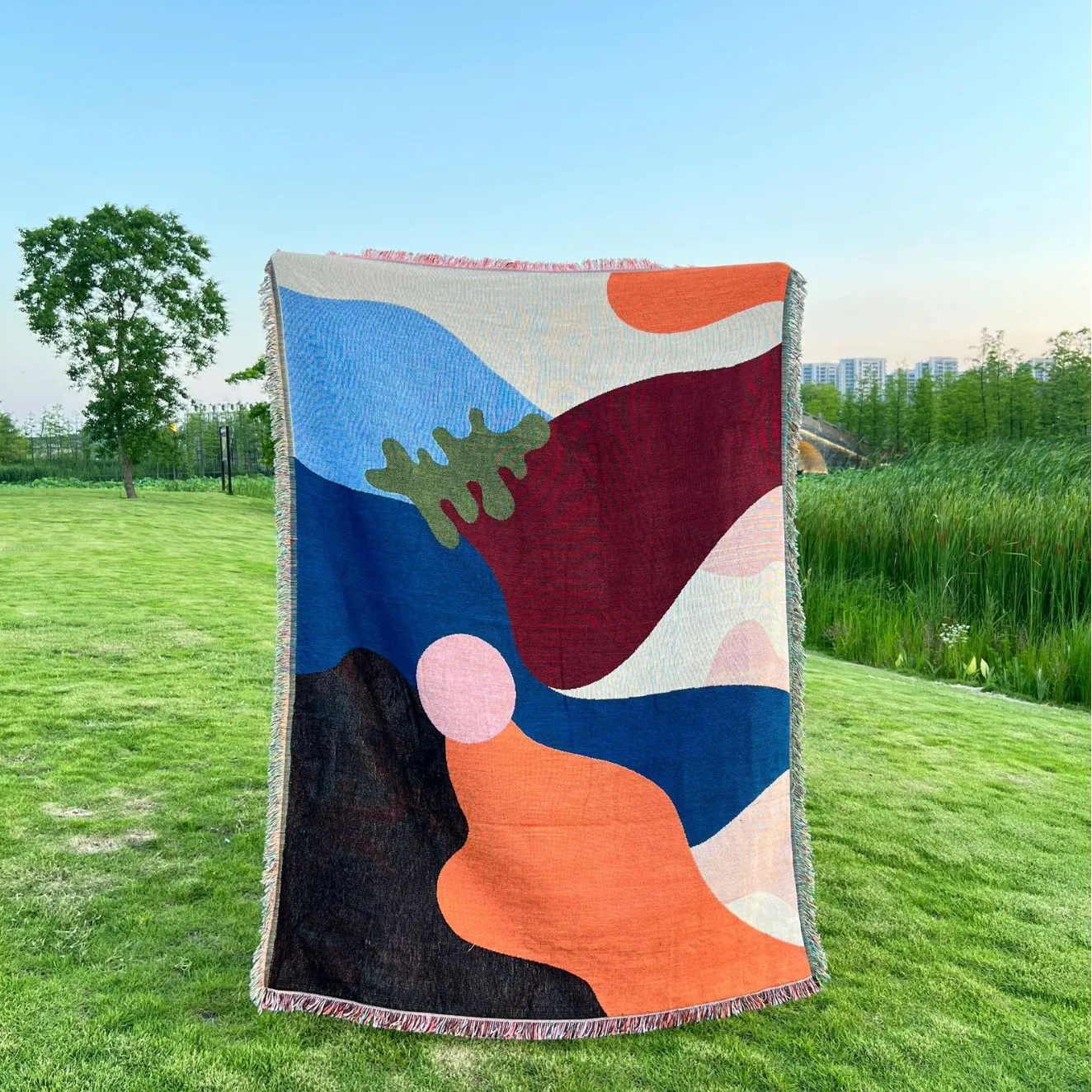 

Tassel Tapestry Sofa Cover Blanket Casual Camping Couch Scarf Abstract Geometric Printed Polyester Cotton Home Decor