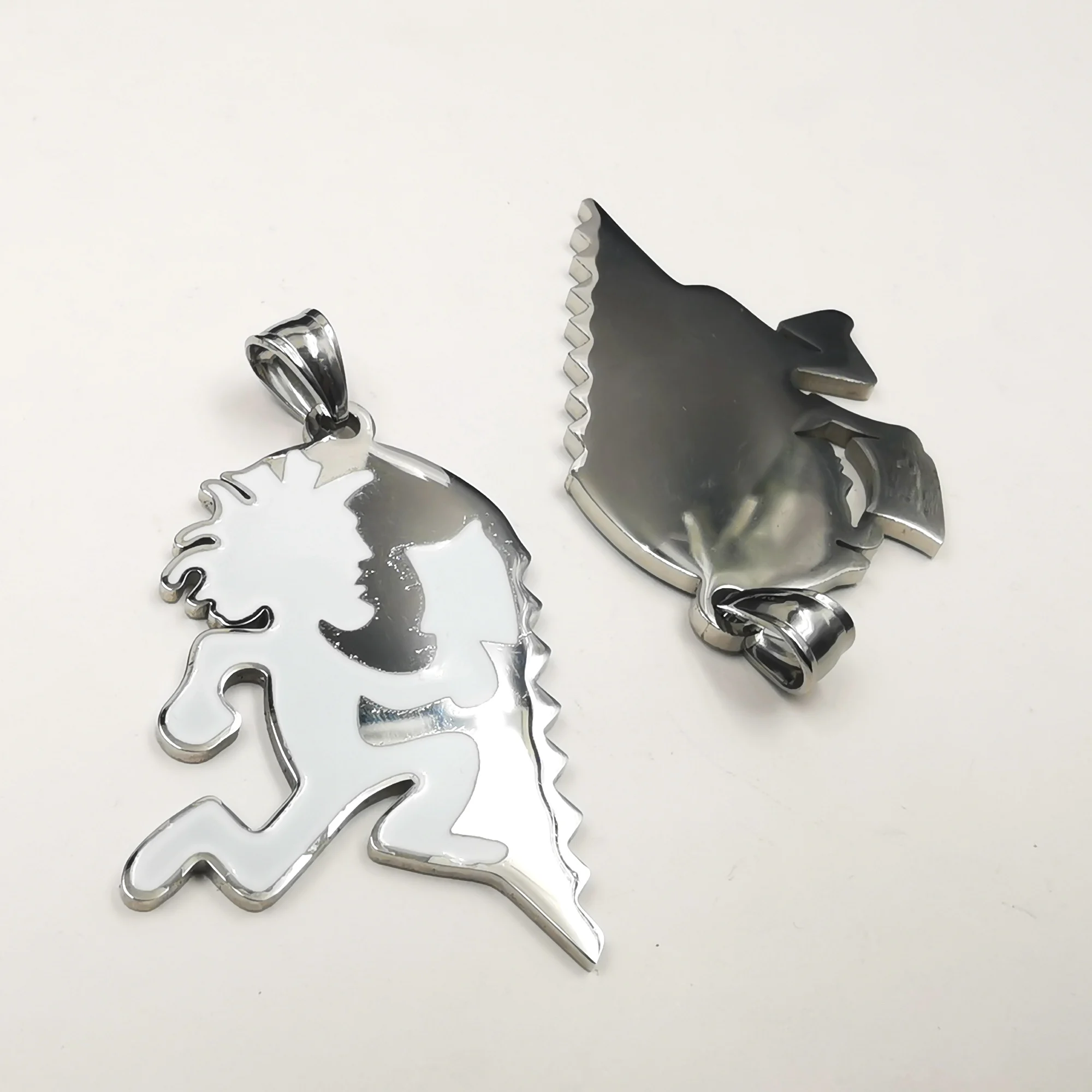 one Pair Of Stainless Steel Pendant Charm ICP White Black Hatchetman Hatchet Man Girls Juggalo Couple Heart Necklace 4mm 24''