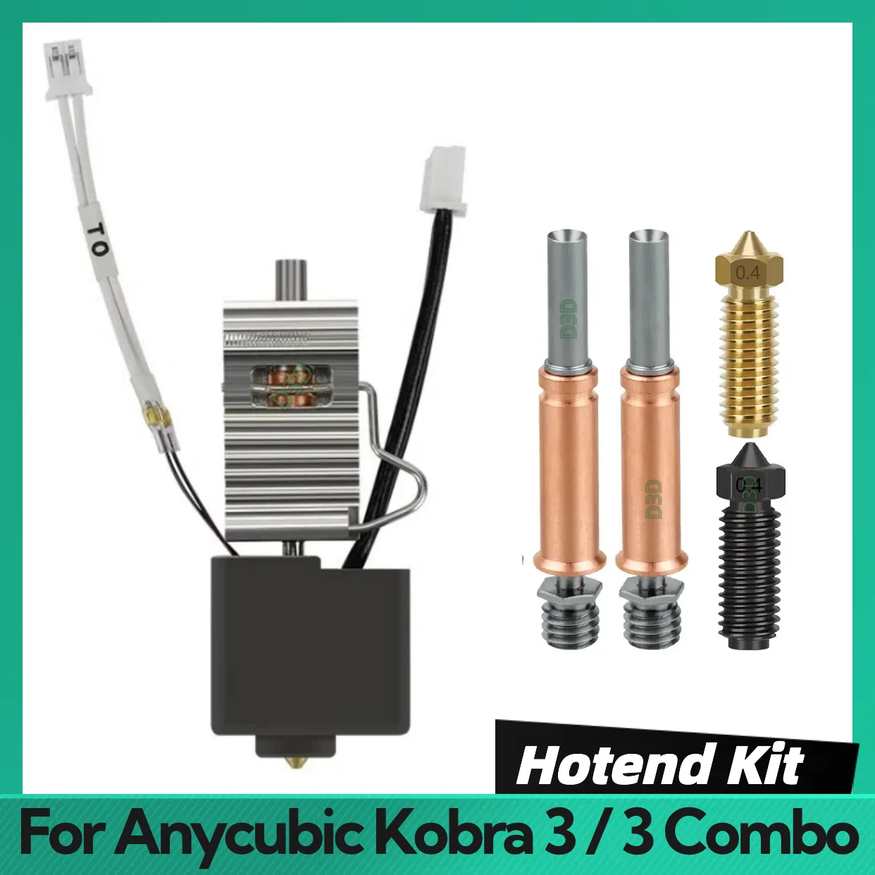 

For Anycubic Kobra 3 Combo Hotend Kit Extruder Print Head with Bimetal Heatbreak for Kobra 3 Combo Thermistor Heating Tube