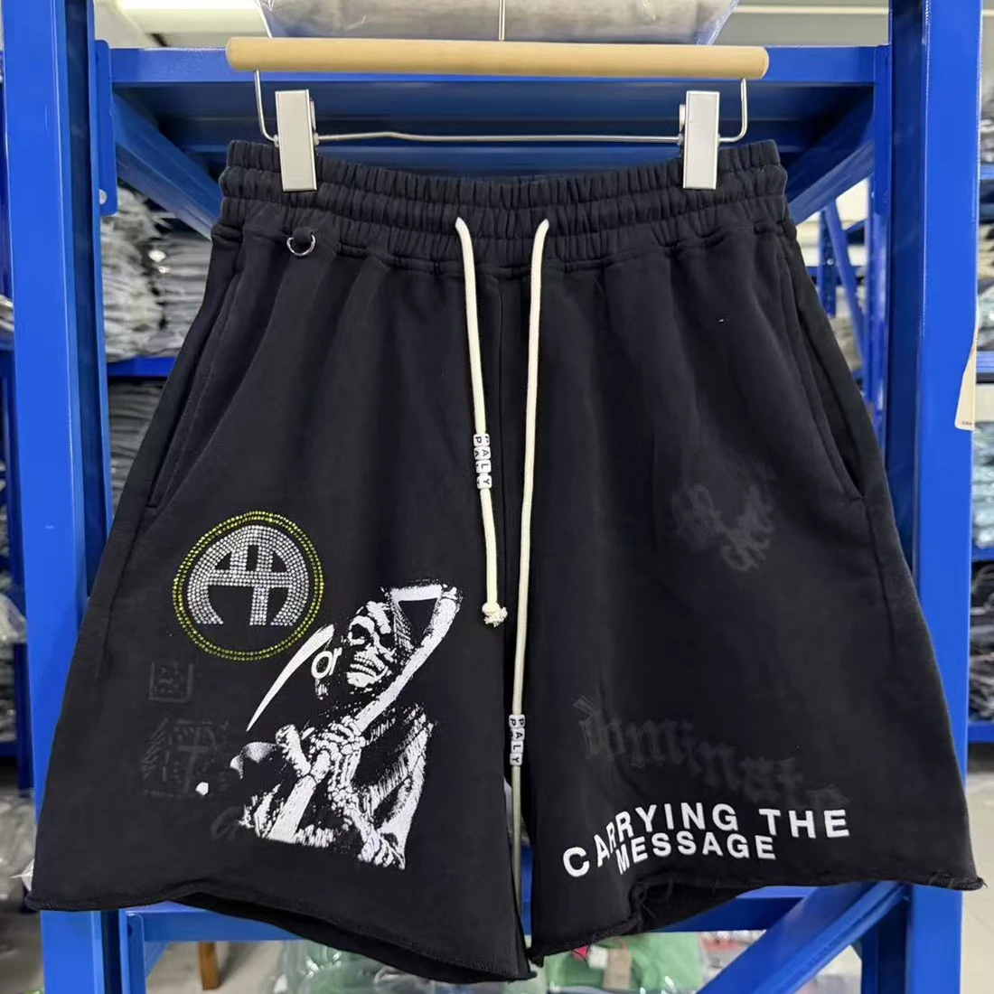 Washed Black Gray Paly FW26 CARRYING TH MESSAGE Breeches Drawstring Shorts Men Women Best Quality Jogger pants