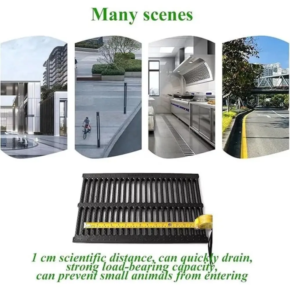 New High Strength Trench Cover Rectangular Resin Plastic Garage Floor Drain Black Grates Drainage Basement