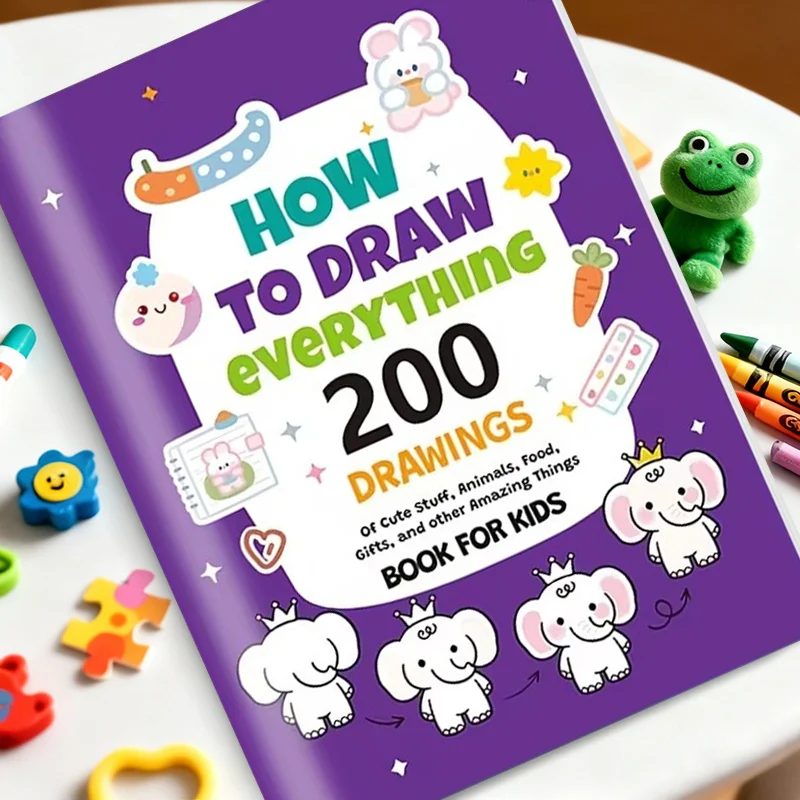 

Cute Elephant Cover, Containing Over 200 Patterns, Step-by-step Drawing Book: How To Draw Anything for Beginners in Drawing
