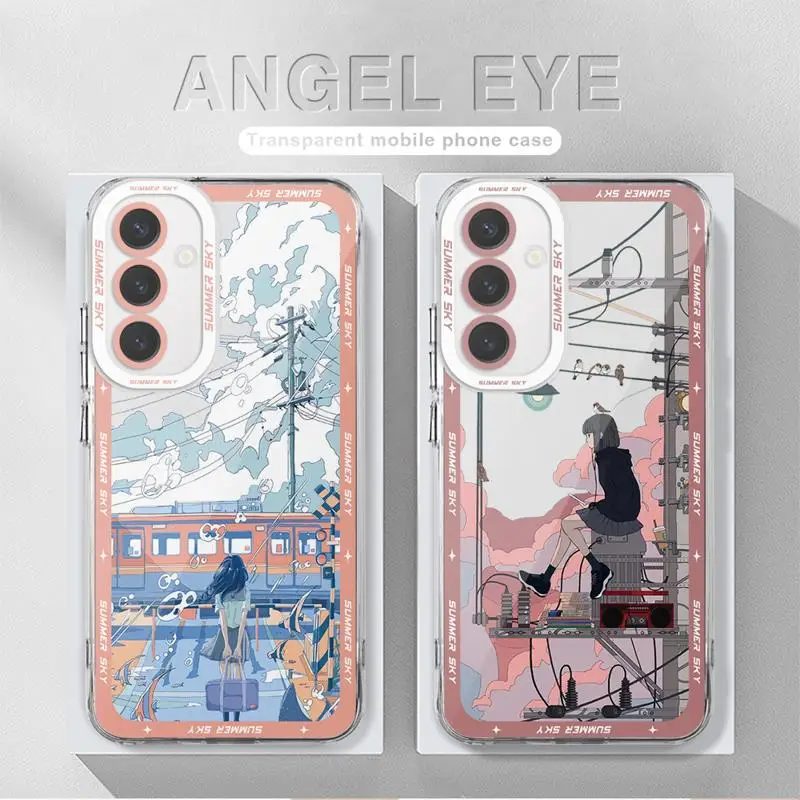 City High Altitude Aircraft phone case for Samsung A55 5G A25 A22 A15 A34 A14 A71 A52 A50 A12 A13 A32 A31 A73 Clear funda Cover