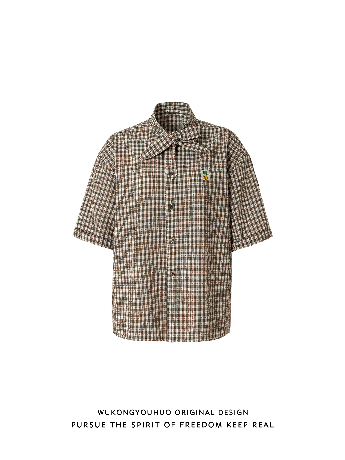 

Summer Casual Plaid ort Sve irt Men Women Loose Fit Youth ular Wear Resistant Couple Leisure irt Vintage Knot Design