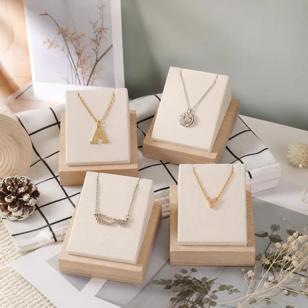 Bamboo Material Necklace Display Stand Desktop Jewelry Display Jewelry Photography Props Necklace Organizer Stand