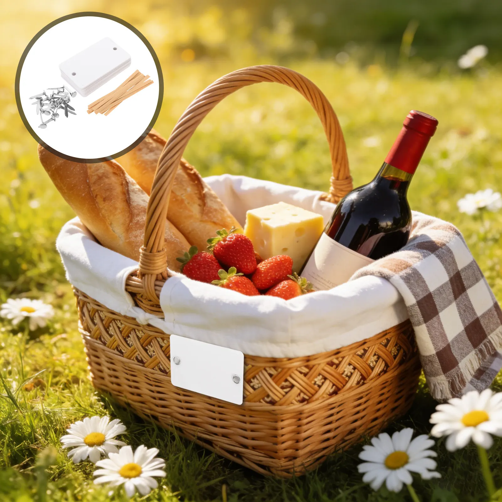 

10Pcs Rattan Weave Basket Tags 3x2in Blank Acrylic Writable Bin Labels Pantry Closet Storage Organization Tags