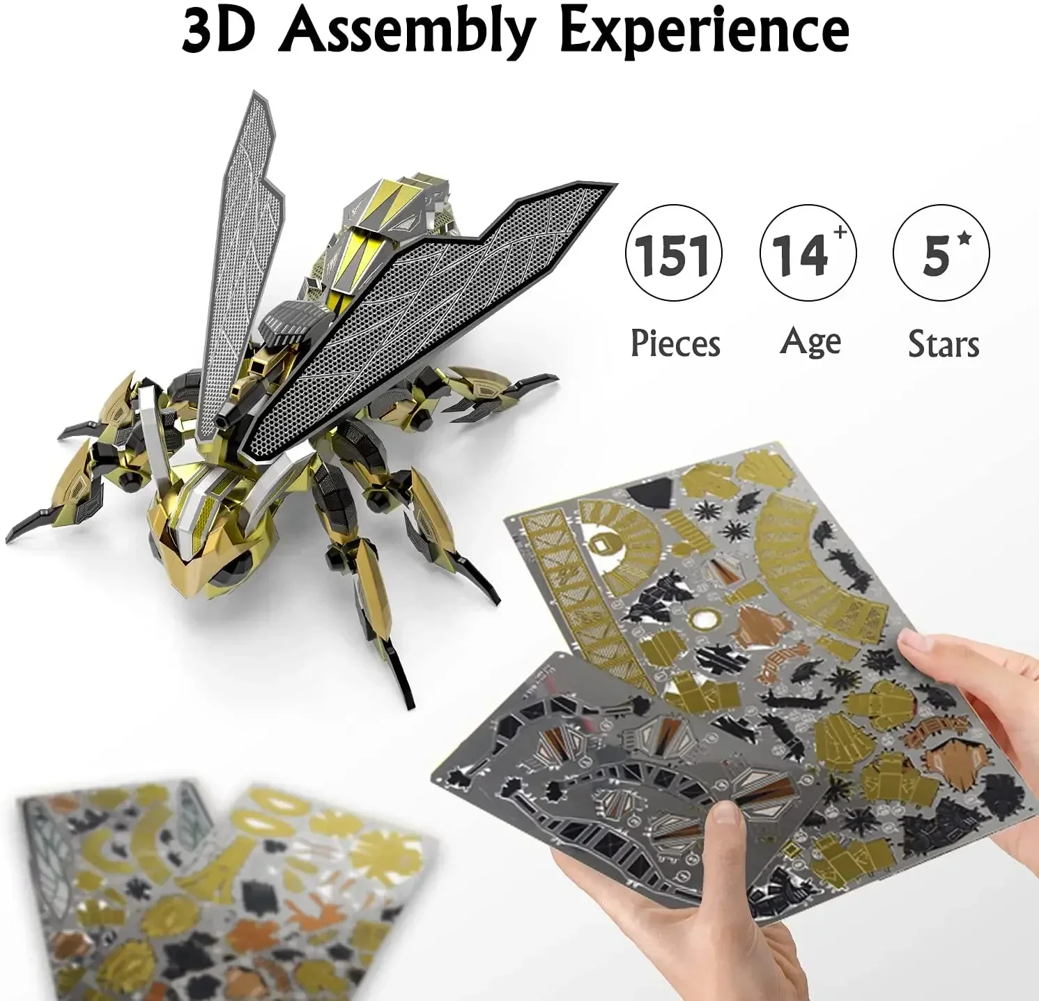 DIY 3D Metal Puzzle Building Blocks For Adults Kids Difficulty Bumblebee Insect Metal Laser Cut Assemble Jigsaw Toys