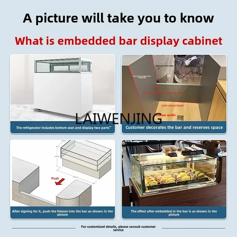 SGF single-layer embedded bar counter cake dessert display cabinet right angle without border