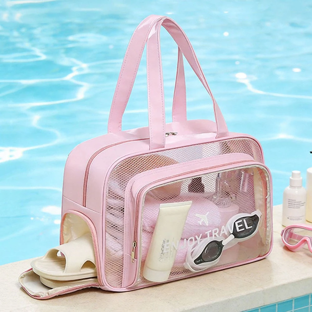 Bolsa de Natação Impermeável com Separação para Itens Secos e Molhados, Grande Capacidade, Bolsa de Ginástica e Higiene, Estojo para Armazenamento de Roupas de Banho com Compartimento Independente para Calçados