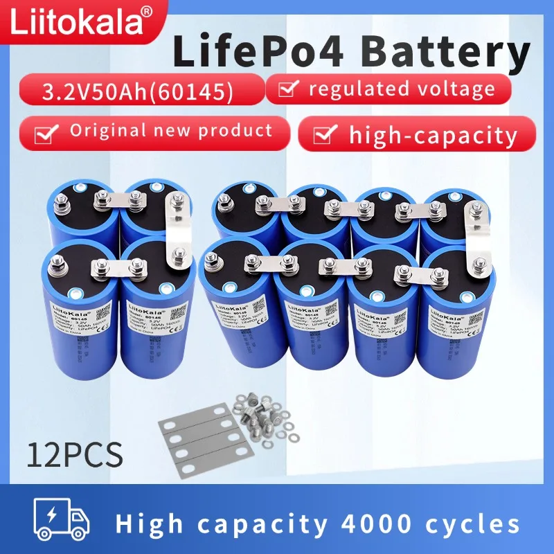 12 قطعة LiitoKala 3.2 فولت 50 أمبير 60145 LifePo4 بطارية 3C عالية استنزاف DIY بها بنفسك 12 فولت 24 فولت الشمسية العاكس مركبة كهربية مدرب عربة جولف