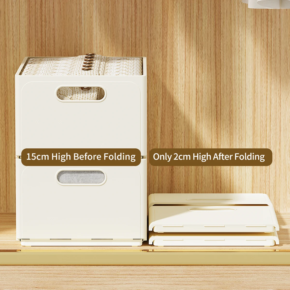 WORTHBUY سحب خزانة الملابس المنظم البلوزات السراويل البلاستيك صندوق تخزين قابل للطي مع مقبض خزانة التخزين المنظم