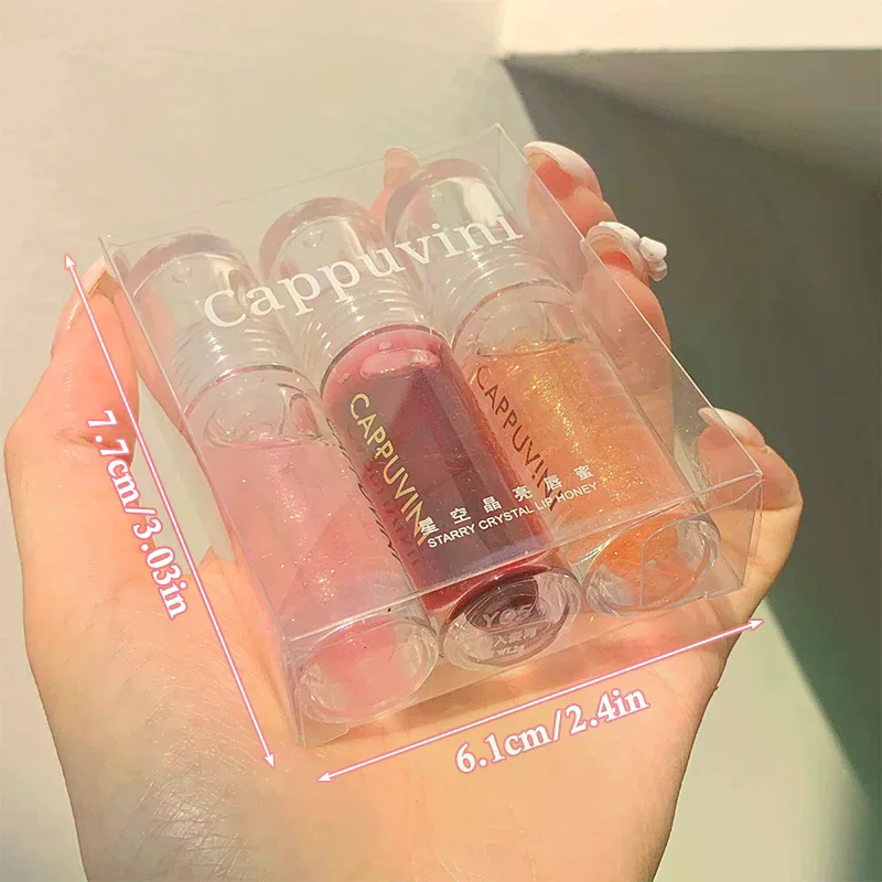 Cappuvini Transparent Crystal Jelly Lip Gloss Shiny Clear Mirror Moisturizing Lip Balm Glitter Liquid Lipstick Lip Oil Lip Tint