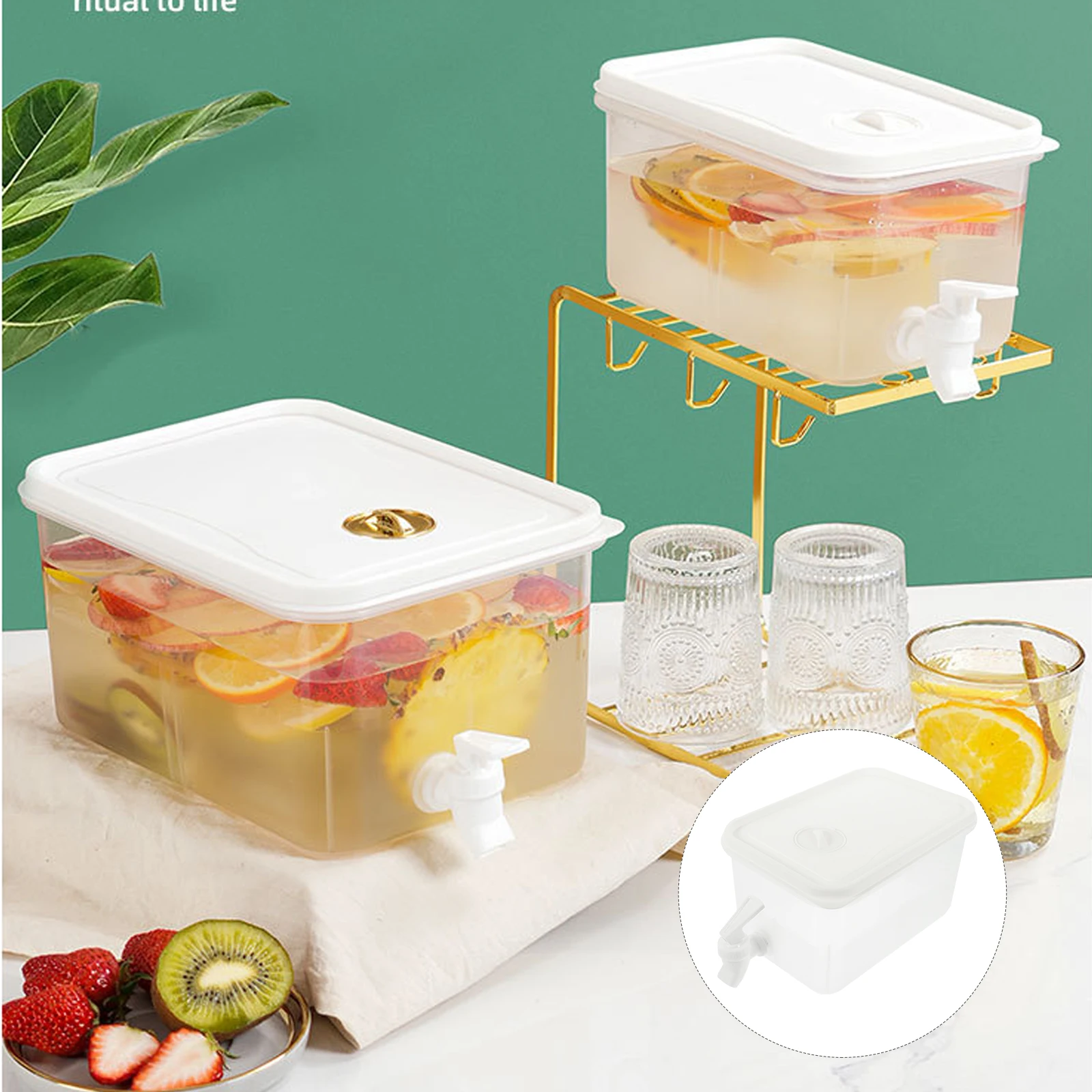 

Drink Large Capacity Cold Water Bottle Beverage for Parties Flat Scented Tea Dispenser Household Beverage Dispenser for Ice