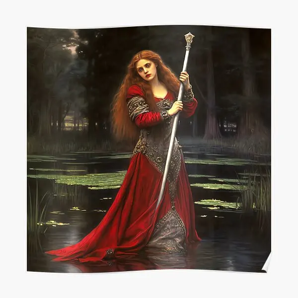 Pre Raphaelite Woman In Red  Poster Painting Vintage Picture Wall Home Modern Decoration Decor Art Mural Print Funny No Frame