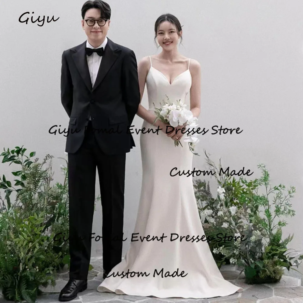 

Giyu Elegant Mermaid Trumpet Korea Wedding Dress Photo Shoot Spaghetti Strap Floor-Length Vestidos Novias Boda Bridal Gown