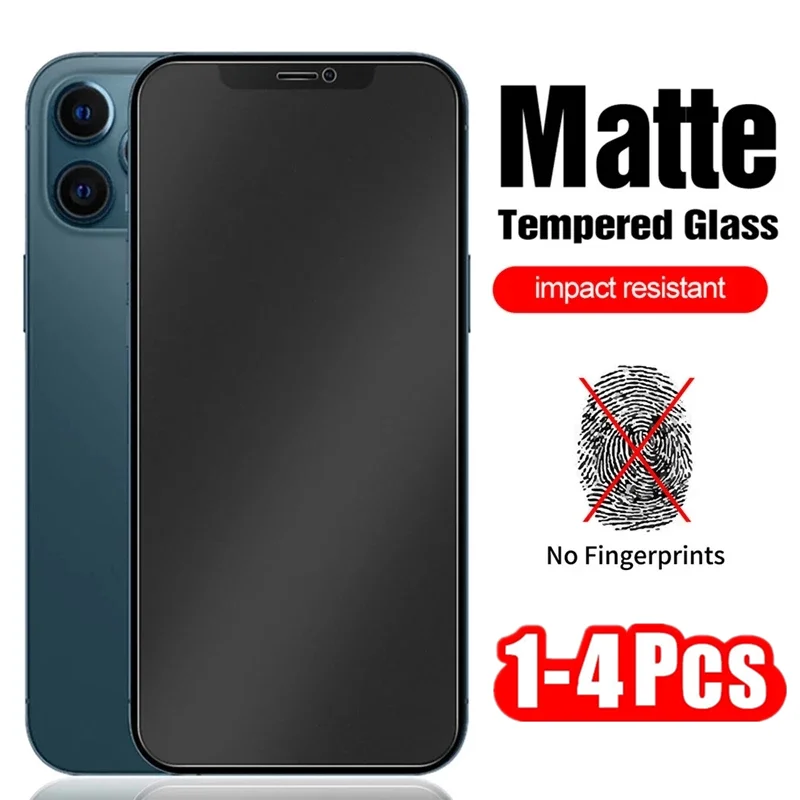 

1-4Pcs Full Cover Matte Screen Protectors for iPhone 15 Pro Max 14 12 11 13 Pro Max Mini 8 7 15 Plus Frosted Glass for IPhone 11