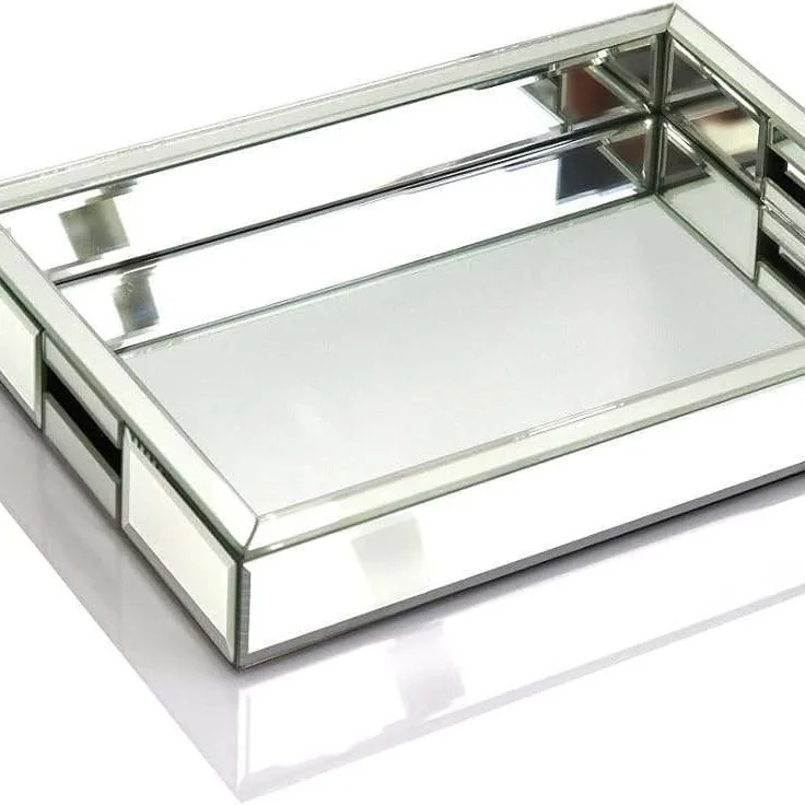 Silver glass tray Desktop storage decoration Oh mirror plate