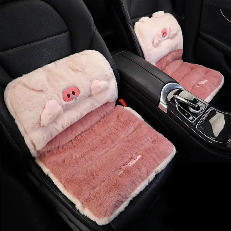 For Auto Car Front Seat Cover Set Warm Animal Design soft Plush Car Seat Pad Car Seat Cushion with Lumbar Support for Car Suv RV