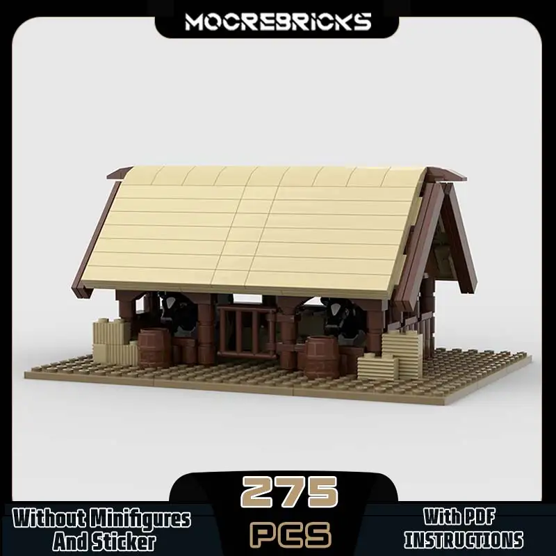 MOC – blocs de construction stables, Style Architecture modulaire, cabane, forgeron, modèle technologique, briques, jouets pour adultes, cadeaux de noël