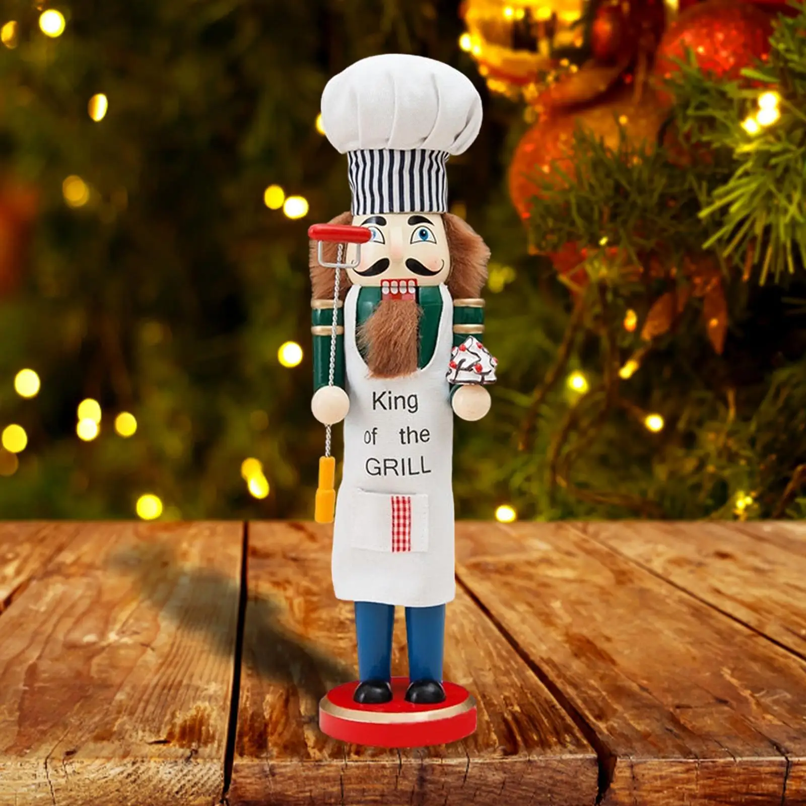 Christmas Chef Nutcracker,Wood Nutcracker Collectible Figure Christmas Decoration for Festive Shelves Party Family Friend