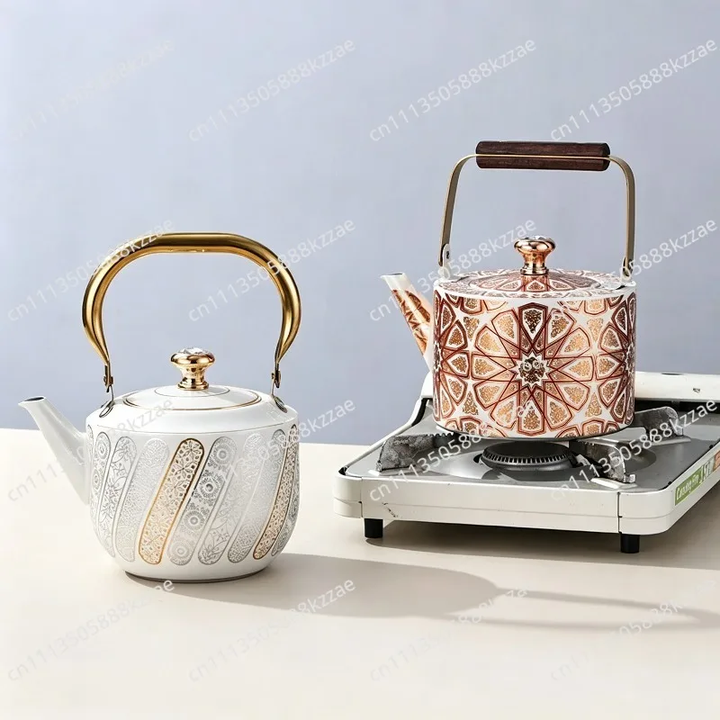 Stainless Steel Milk Teapot Xinjiang Ethnic Style Belt Filter Home Retro Teapot Art Texture Gift Kettle
