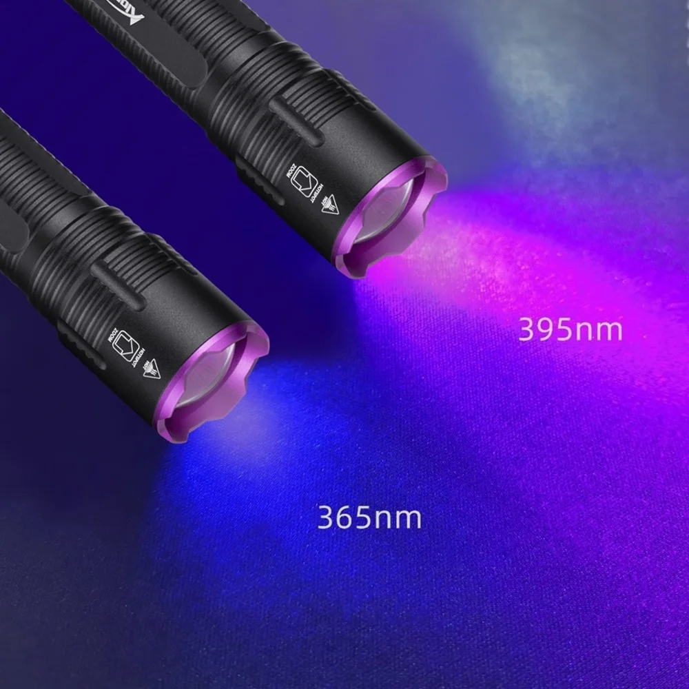 USB Rechargeable UV Flashlight 365/395nm Ultraviolet  Zoomable Torch Violet Light Money Scorpion Pet Urine Stain Detector SV137