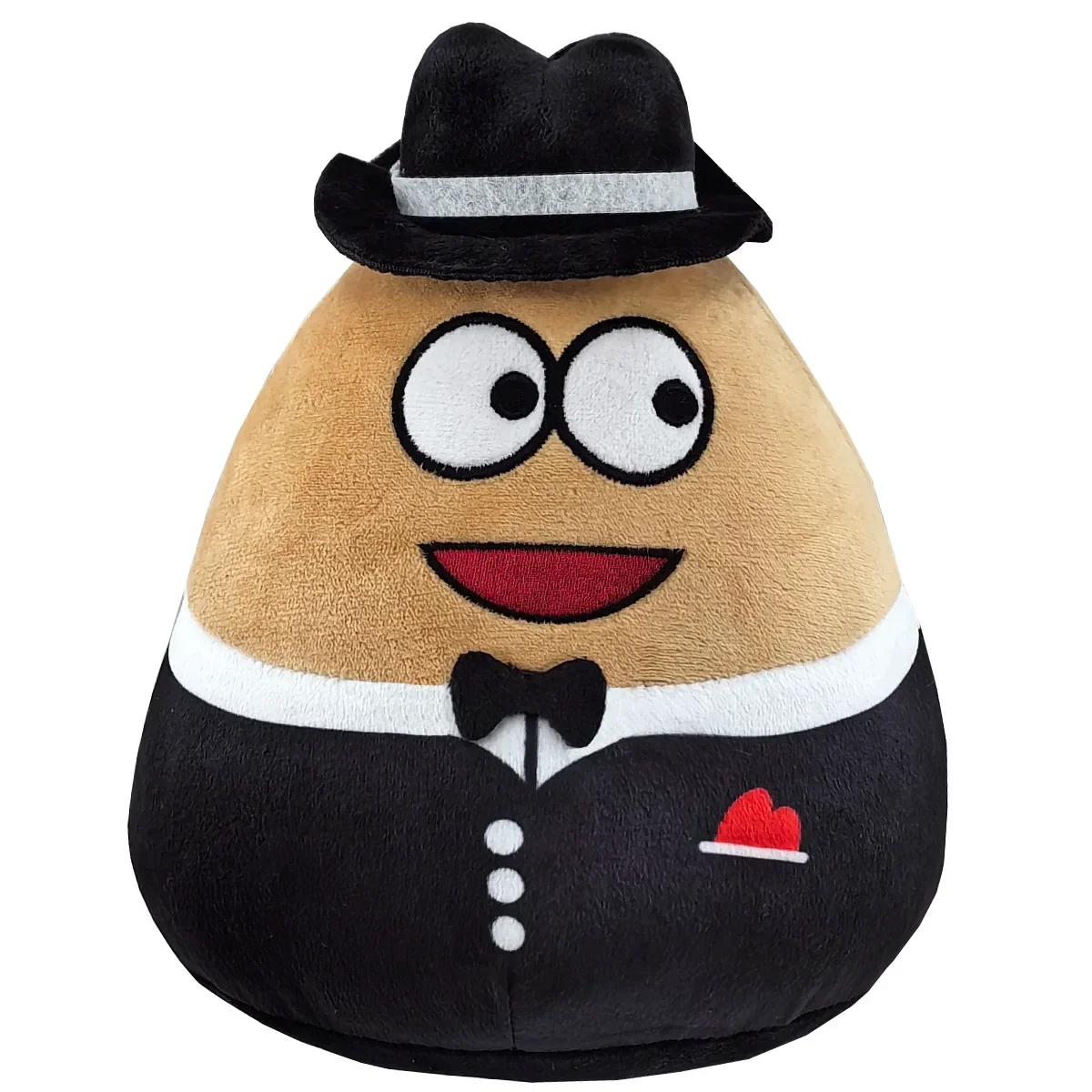 Peluche Alien Pou, cappello nero Peluche Gentleman Pou, bambola di pezza alieno Compleanno Pasqua Festa dei bambini Regalo di Natale di Halloween