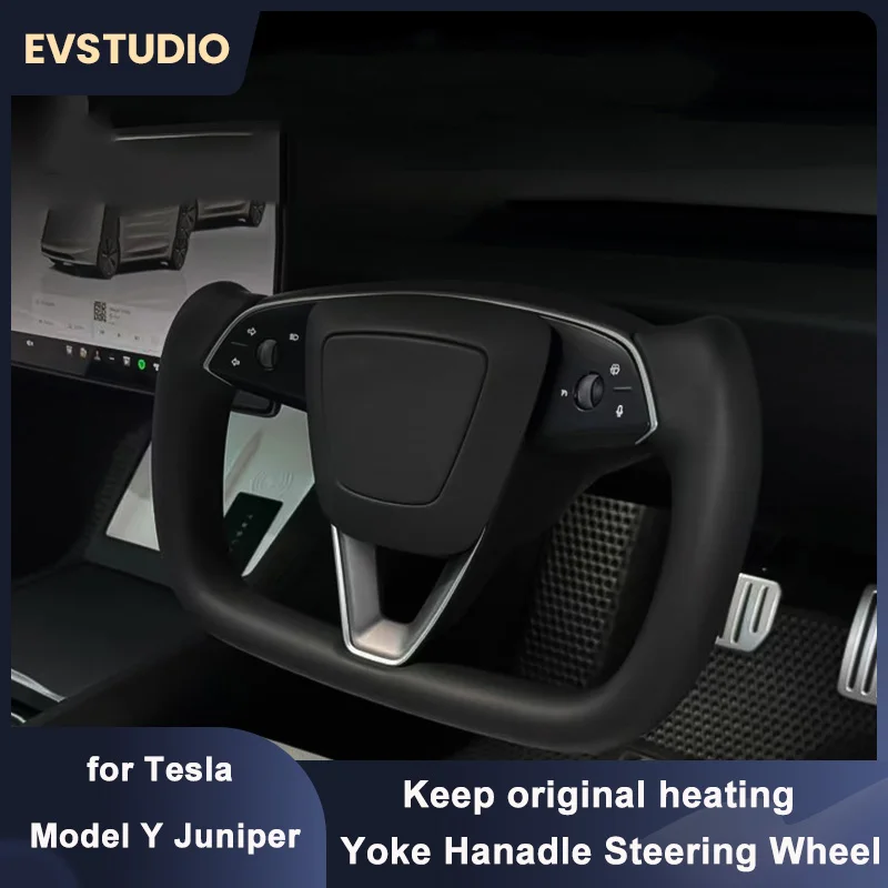 

Yoke Handle for New Model Y Juniper Heating Yoke Steering Wheel for Tesla Mode 3 Highland Nappa Leather Customized Accessory