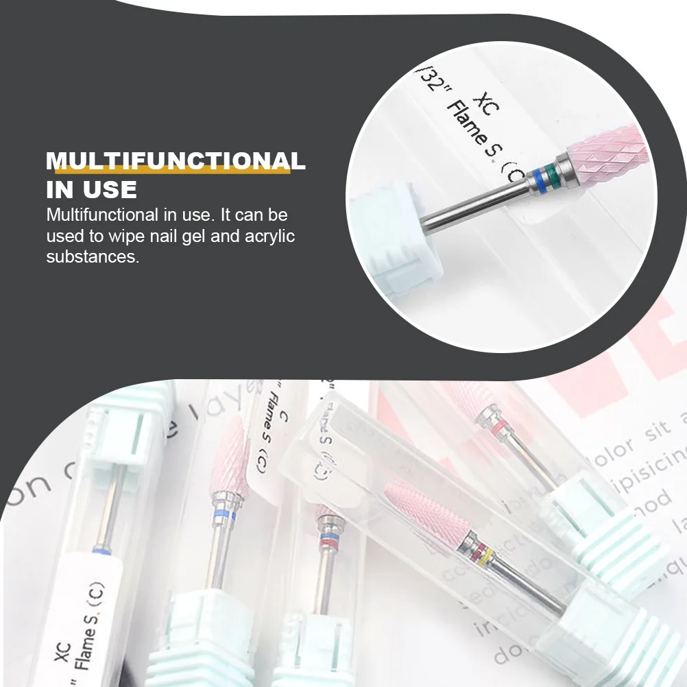 5Pcs Ceramic Nail Grinding Heads Professional Manicure Tool Multifunctional Electric Nail Drill Bits Polish Reshape Carve