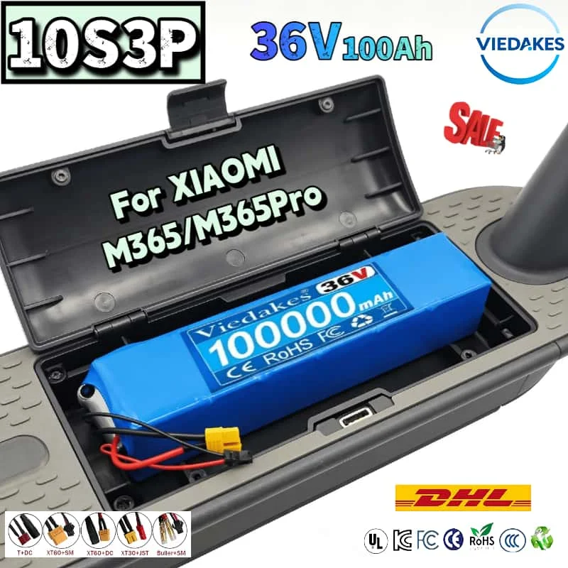 

Hot-Trending✨Reliable VIEDAKES 10S3P 36V100Ah 18650 Lithium Battery for Xiaomi M365/M365Pro Electric Scooter Extended Playtime
