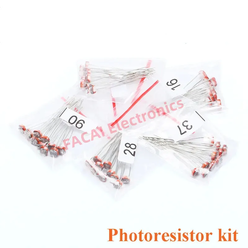 

50pcs LDR Photo Light Sensitive Resistor 5506 5516 5528 5537 5539 Photoelectric Photoresistor Kit