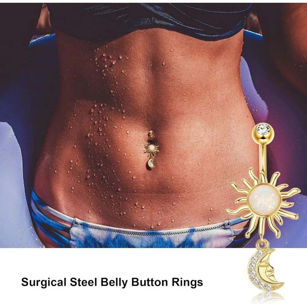 Bobisty Navel Rings for Women 316L Surgical Stainless Steel Sexy Belly Button Ring Butterfly CZ Navel Barbell Body Piercing