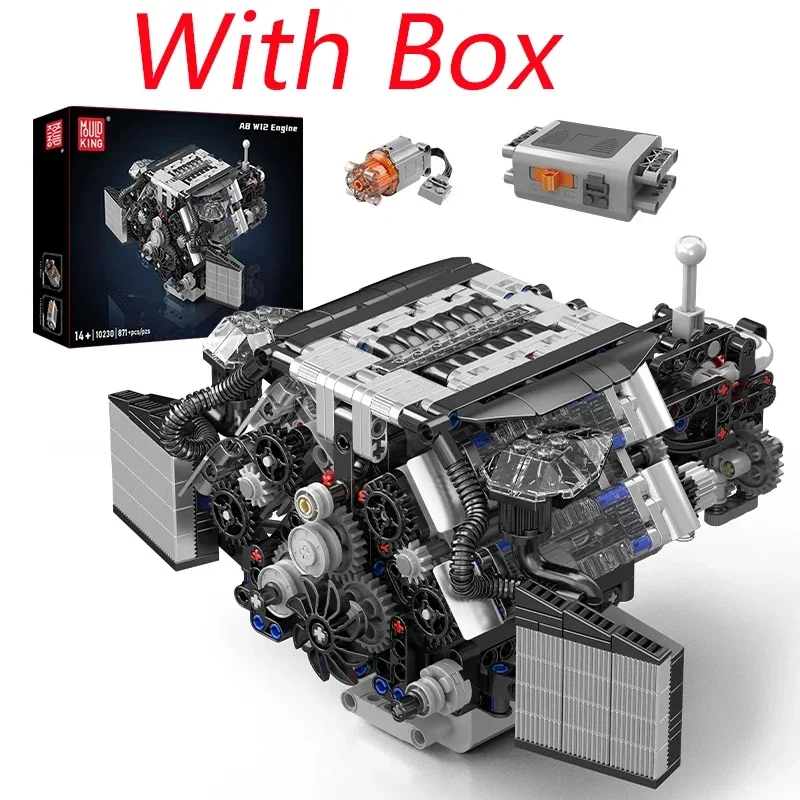 ชุดตัวต่อรถ 871 ชิ้น รุ่น 10230 W12 ชุดประกอบเครื่องยนต์รถยนต์ ของเล่นเด็กผู้ชาย ประกอบด้วยมอเตอร์ ตัวต่อ MOC ของเล่น DIY ของขวัญสำหรับผู้ใหญ่