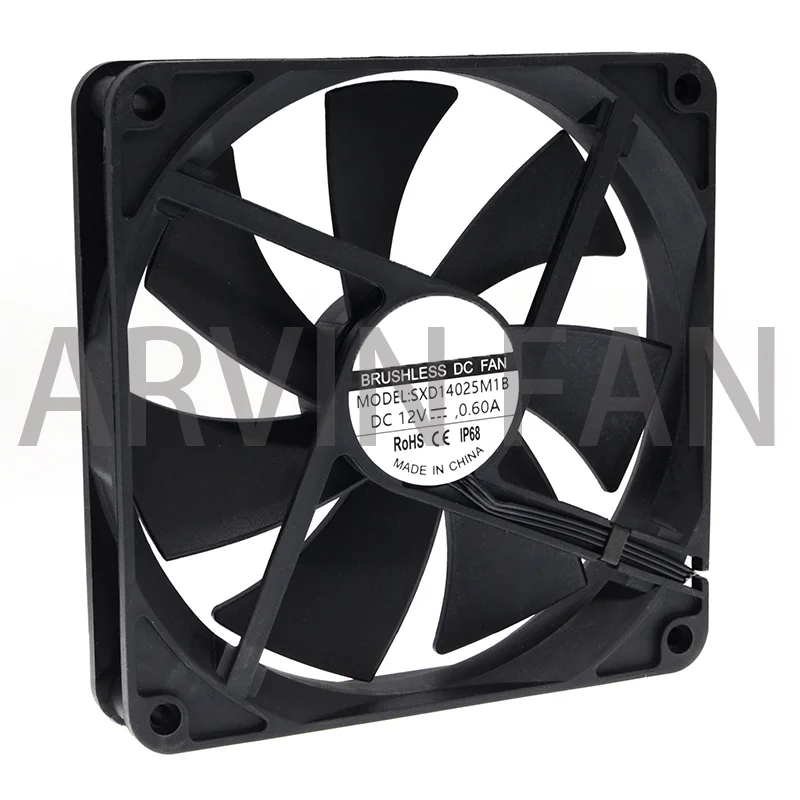 SXD14025M1B 14cm Computer Case Cooling Fan PC Waterproof Dustproof 2900RPM 140X140X25mm Dual Ball 12V High Speed IP68 Cooler