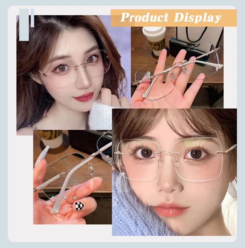 Kacamata Hitam Fotokromik Tanpa Bingkai Persegi Besar Lensa Transisi Trendi untuk Wanita Pria Uniseks Aksesori Fashion