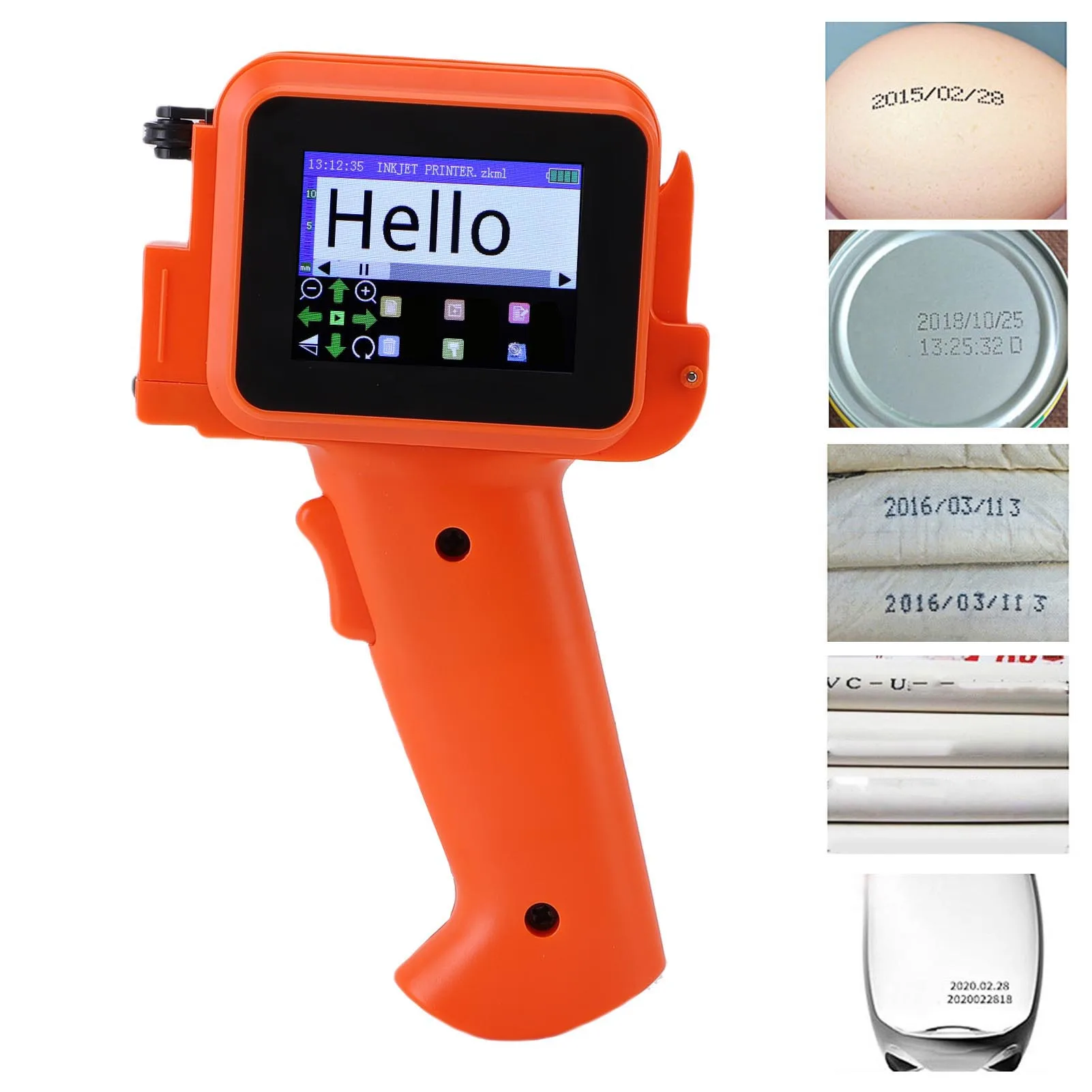 Handheld Inkjet Printer Gun Smart 2.4in Touch Screen Inkjet Printer with HD LED without Cartridge 12.7mm for QR Code Barcode