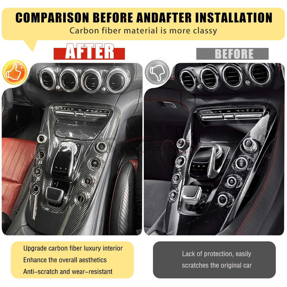 Real Carbon Fiber Dashboard Air Vent Cover Center Console Panel Trim For Mercedes Benz AMG GT GTS GTR GTC C190 R190 2015-2018