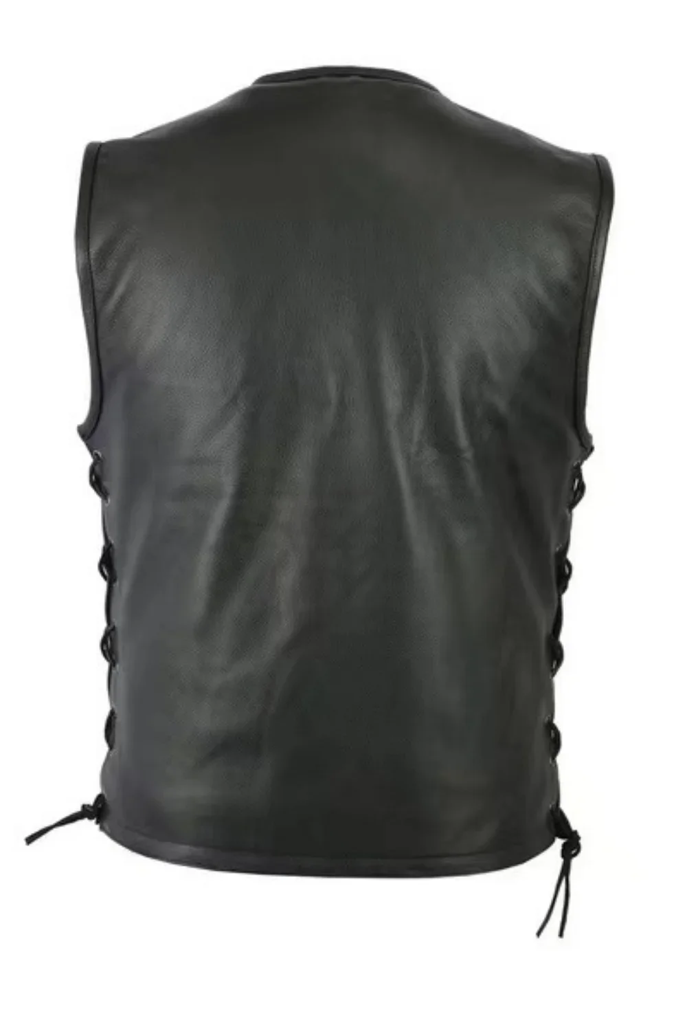 2023 New Solid Color Mens Vest Motorcycle Standing Collar PU Leather Vest Jackets Team Punk Sleeve Tops Male Large Size 5XL