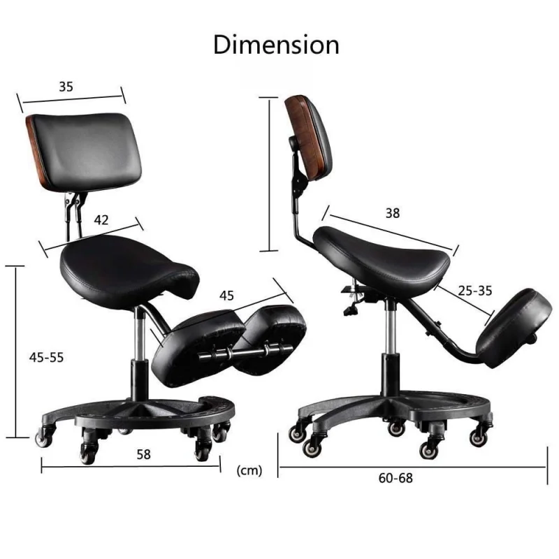 Office Ergonomic Saddle Stool Kneeling Chair With Back Support Heavy Duty Adjustable Rolling Kneel