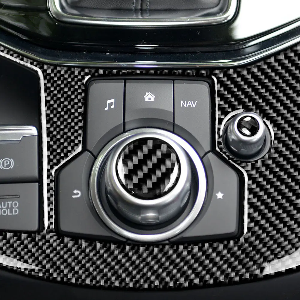 

Carbon Fiber Decorative Sticker For Car Styling Lightweight Durable Auto Body Kit Upgrade Multimedia Button Cover Black