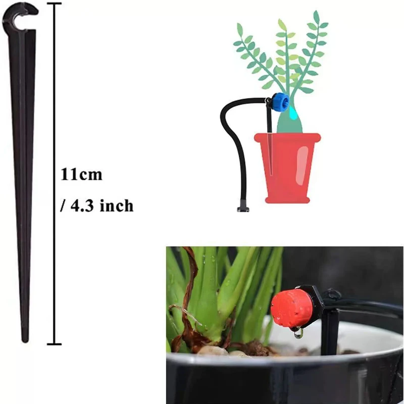 50Pcs Irrigation Drip Support Stakes C- Shape Fixed Stems Holder Bracket for 4/7mm Drip Irrigation Pipe Inserting Ground