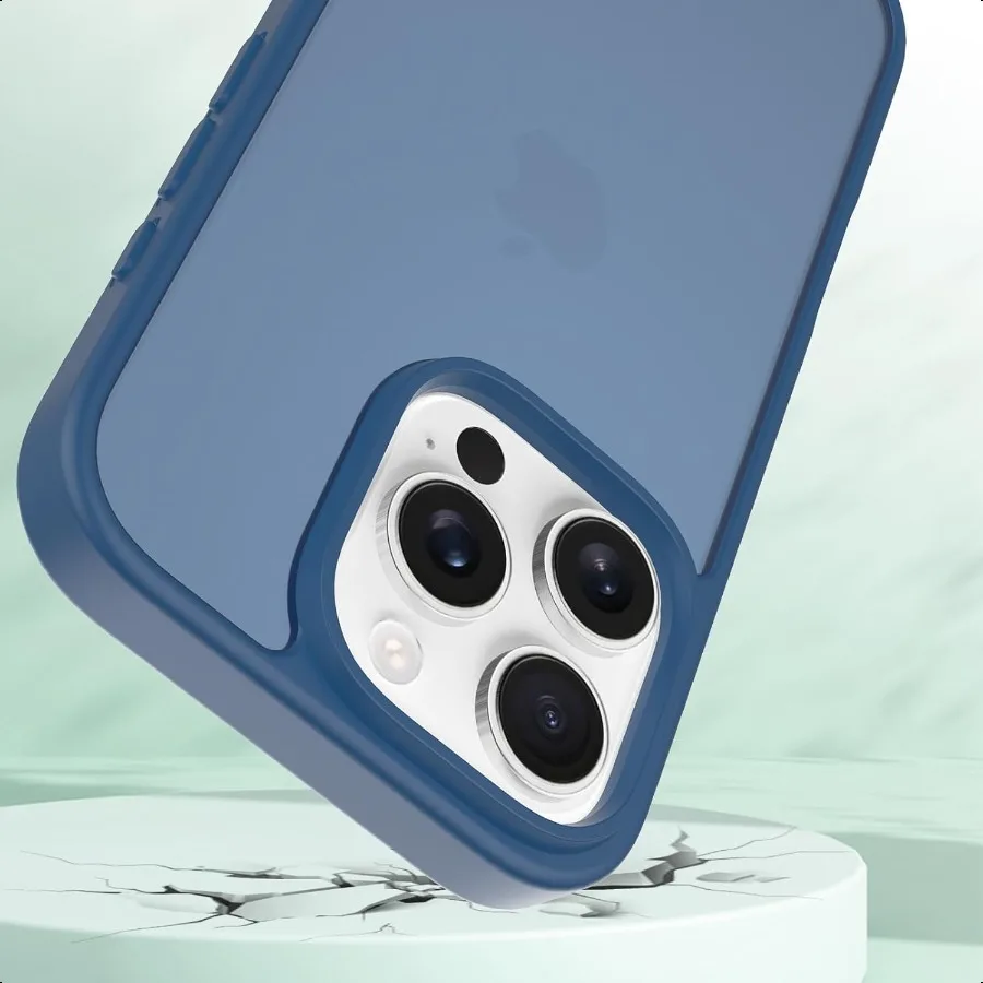 حافظة لهاتف آيفون 16 برو، غطاء هاتف شفاف غير لامع [حماية من السقوط من الدرجة العسكرية بطول 10 أقدام] نحيف ومتين ومقاوم للصدمات