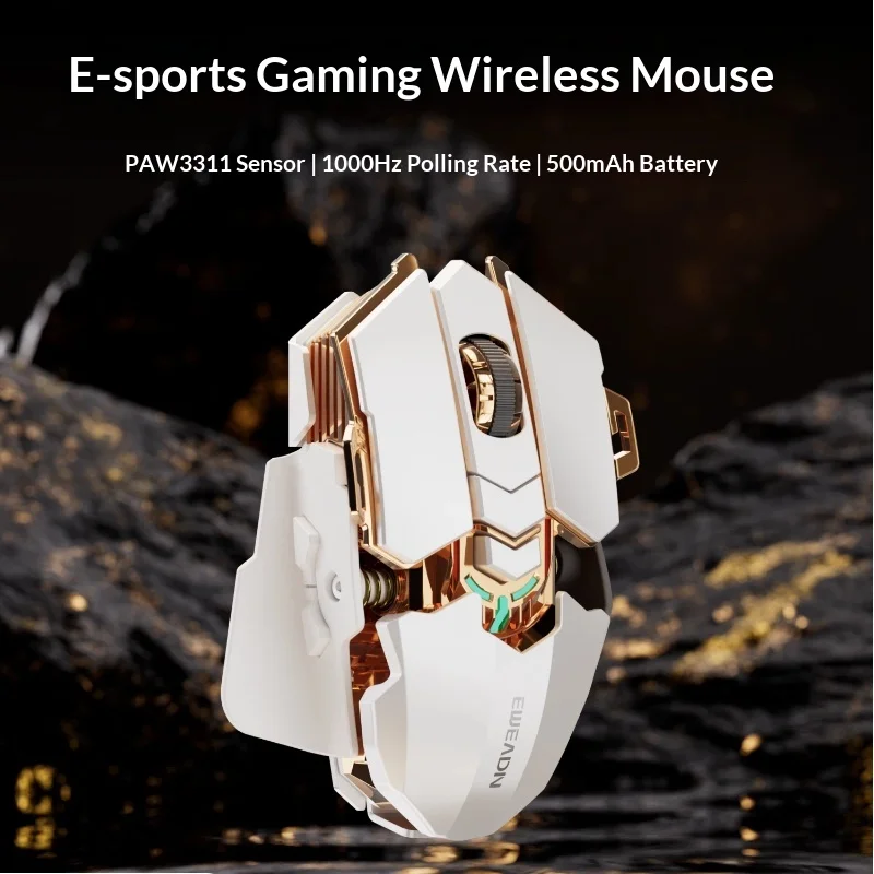 Eweadn G5 Wireless Bluetooth Mechanical Gaming Mouse Metal Mechanical Armor Large Hand For Laptop Computer Office Gaming