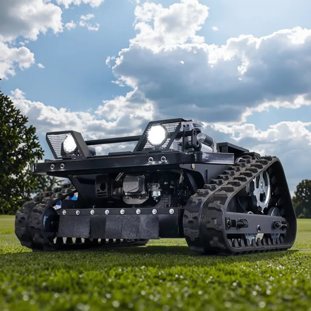 

【Hot】GPSRTK Fully Automatic Mini Smart Four-Wheel Drive Off-Road Lawn Mower Rubber Crawler Remote Control Self-Propelle