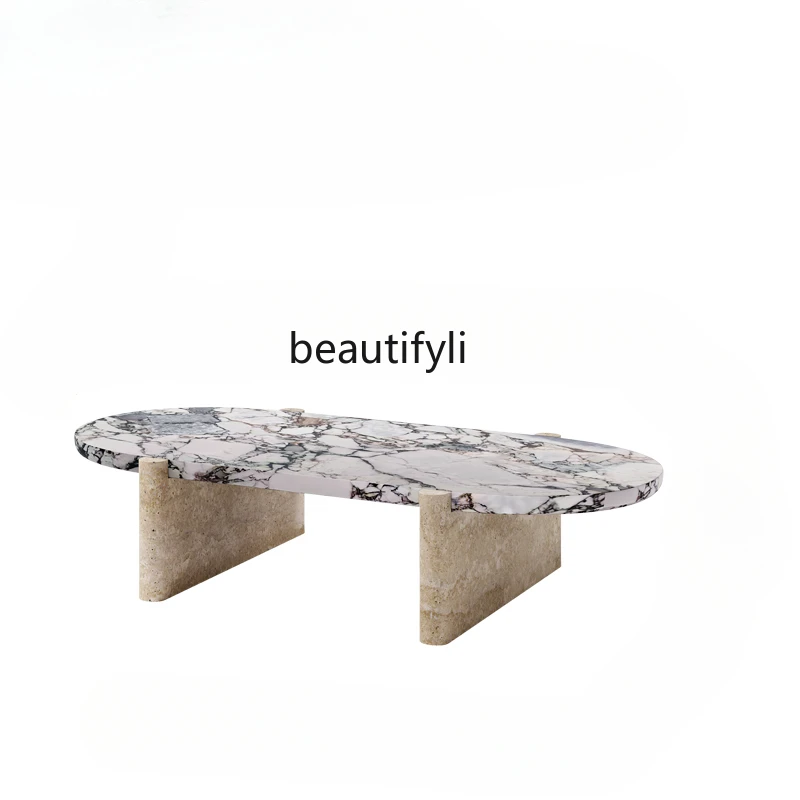 Personality Creative Fashion New Coffee Table High-Grade Light Luxury Modern Design Cave Stone Designer Model Marble