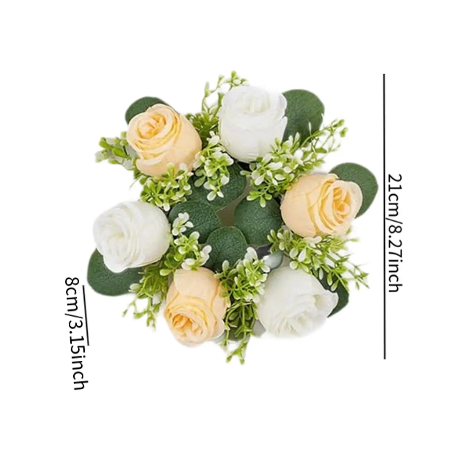 Artificial Flower Candle Wreath Floral Candle Ring Table Centerpiece Decor Plastic Wreath for Wedding Party