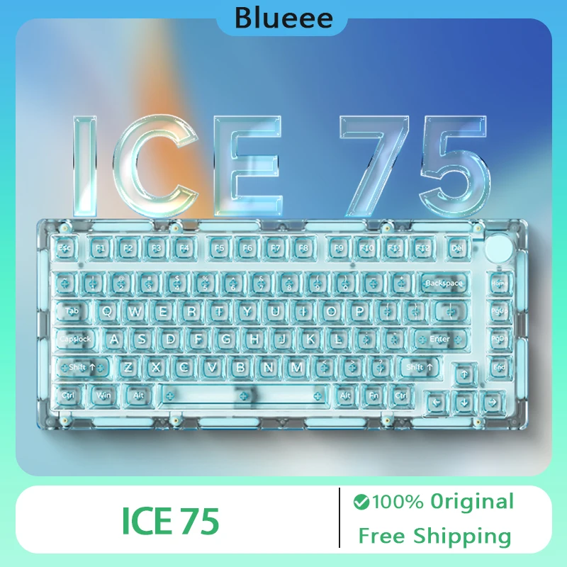 

MonsGeek ICE 75 Mechanical Keyboard Tri Mode RGB Backlit Fully Transparent Hot-swappable Customized Gaming Keyboard E-sports