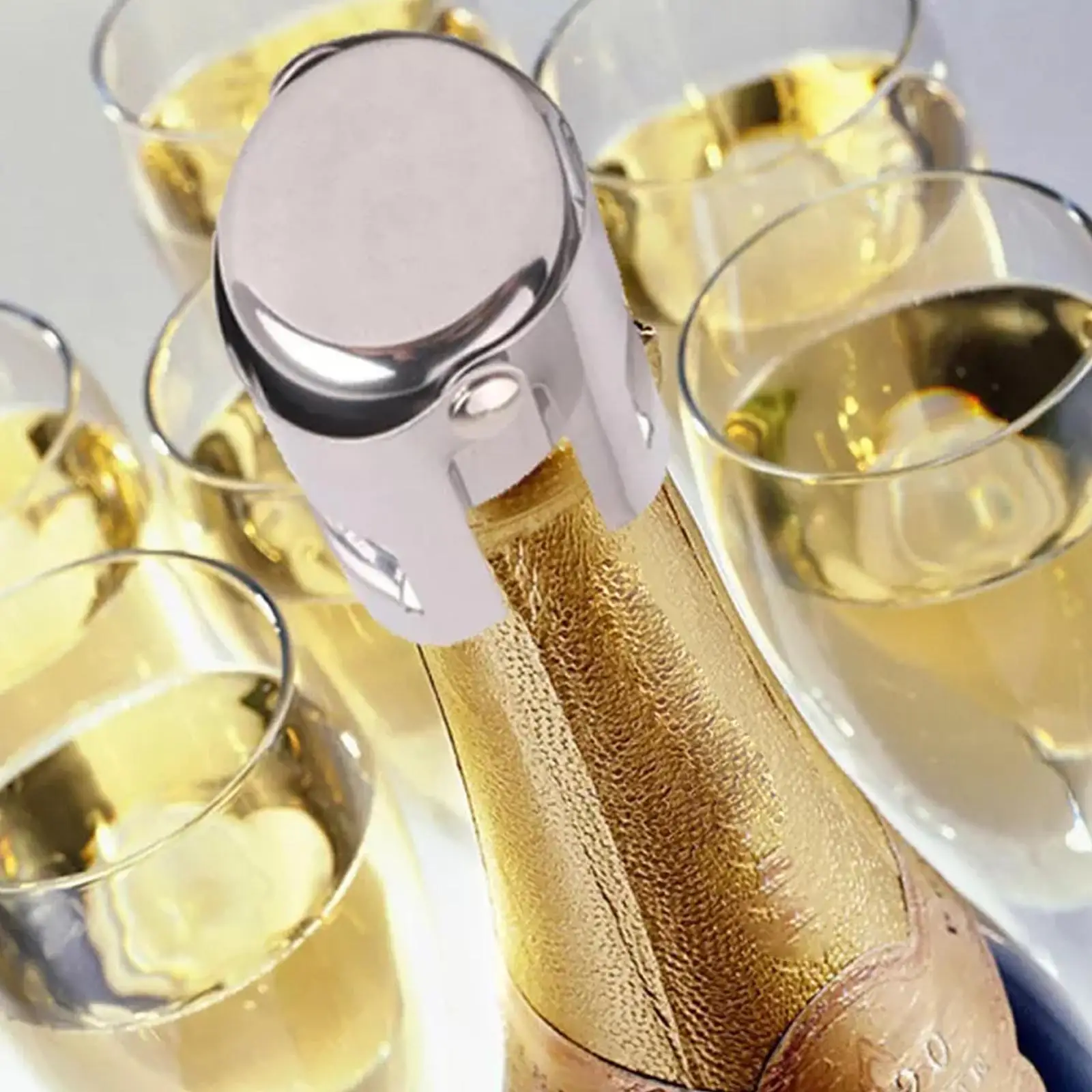 1/3/5/12PCS Steel Champagne Bottle Stopper Shiny Wine Bottle Stopper Sealer, Leak-proof Bubble Sealing Tools Wine Beer Cork Plug